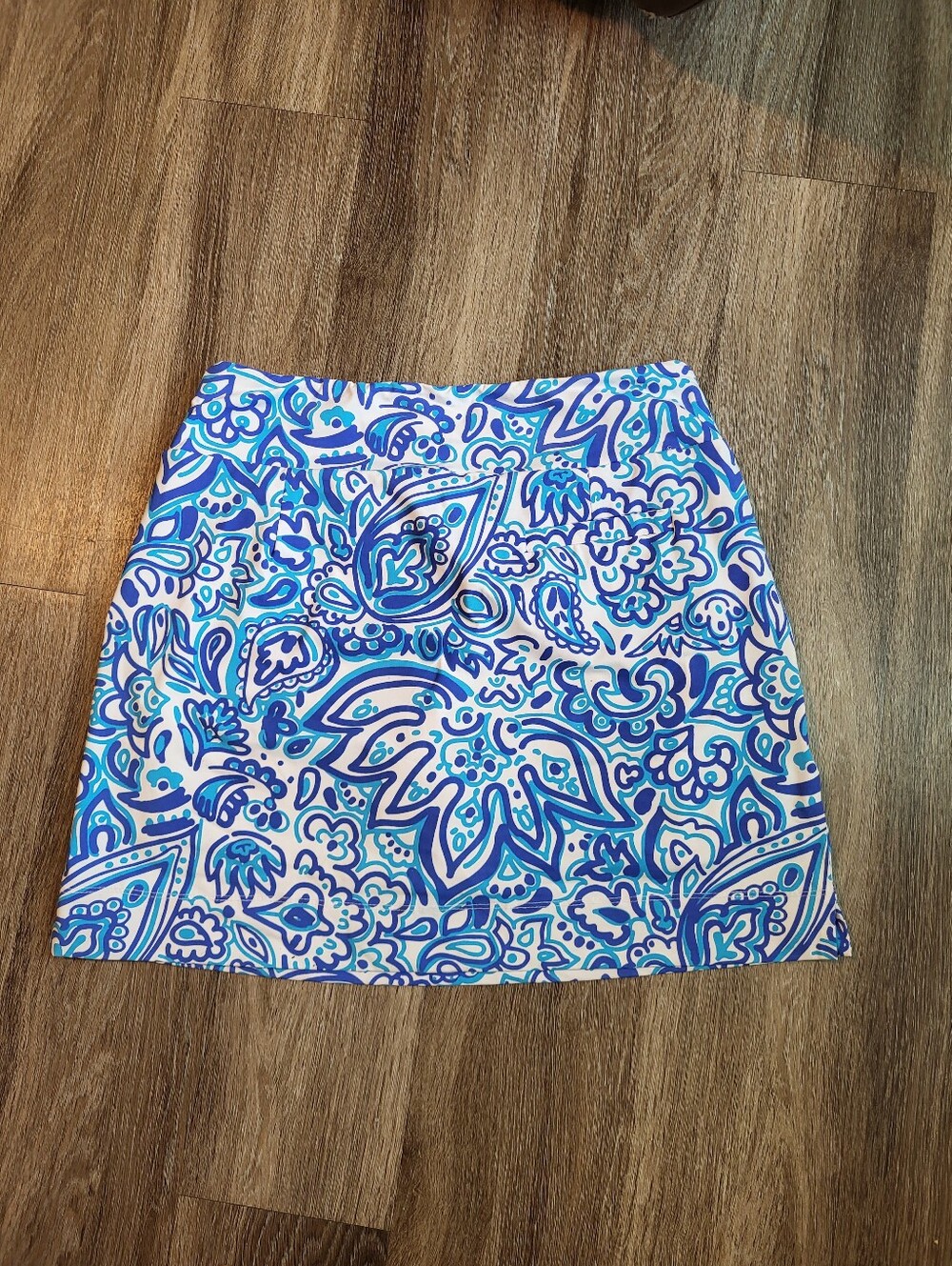 Katherine Way Blue & White Paisley Mini Skirt